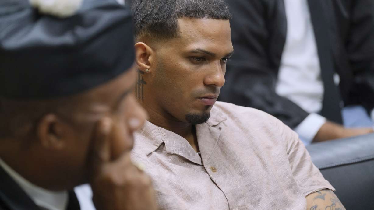 Tampa Bay Rays shortstop Wander Franco attends his trial on charges of sexual abuse of a minor in Puerto Plata, Dominican Republic, Monday, June 23, 2025.