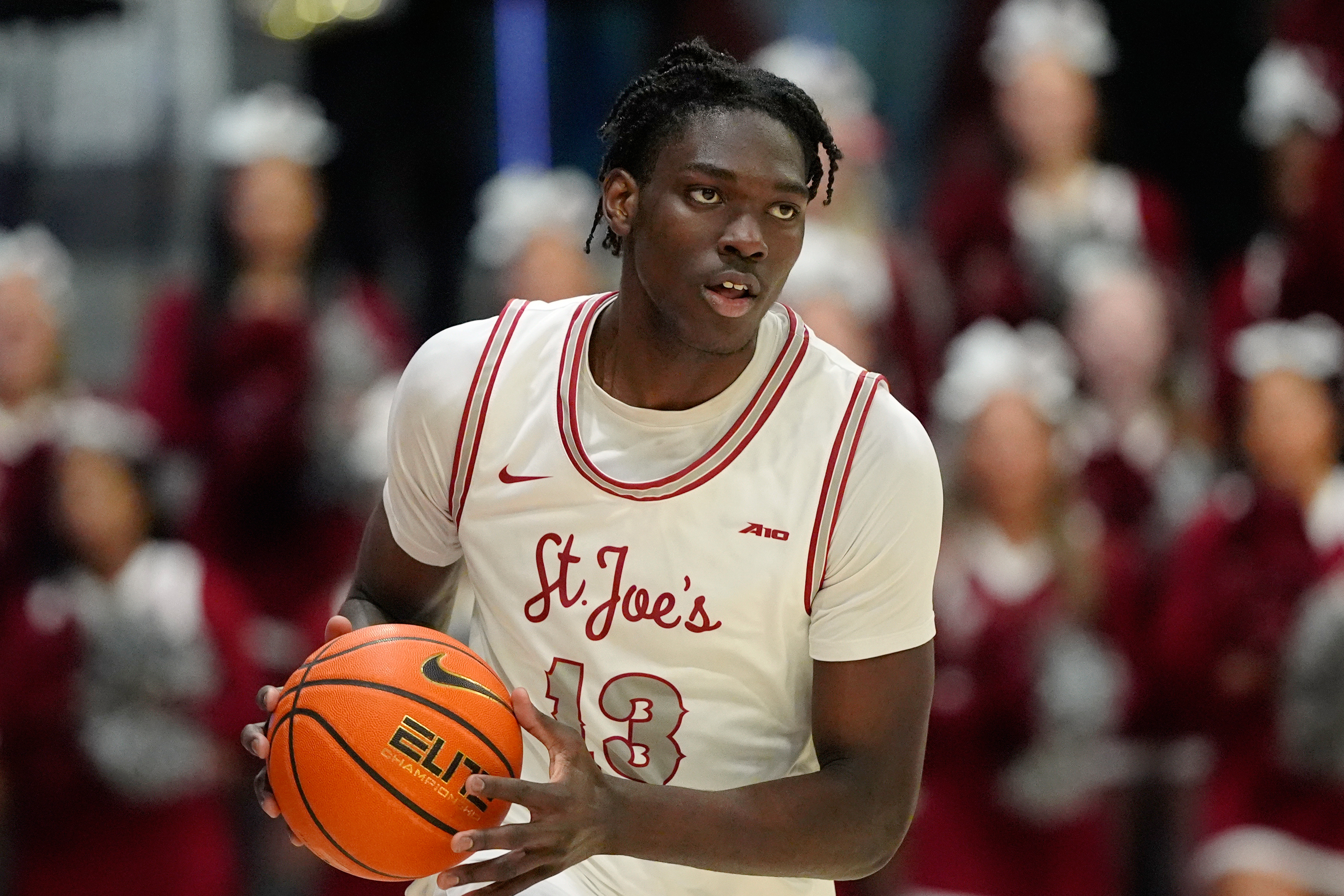 FILE - Saint Joseph's Rasheer Fleming plays during an NCAA college basketball game, Tuesday, Feb. 6, 2024, in Philadelphia.