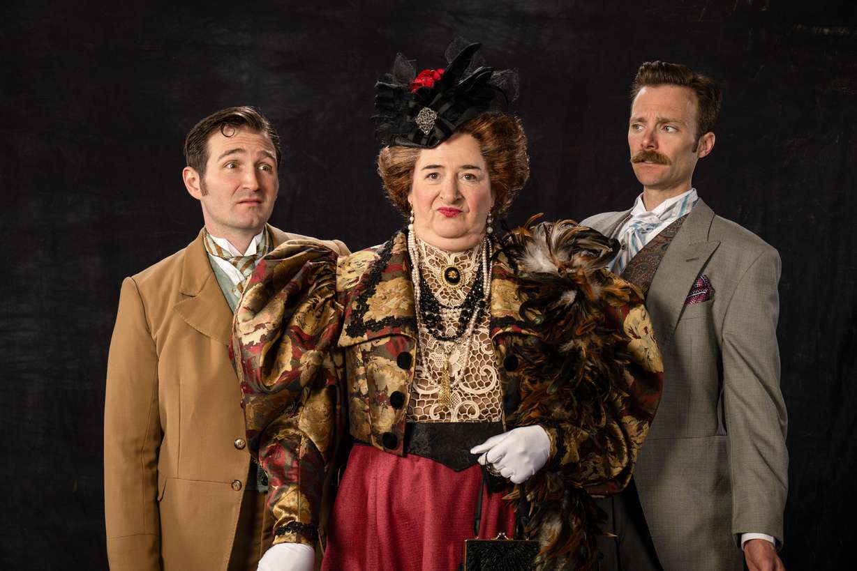 From left, Rob Riordan as Algernon, Sarah Shippobotham as Lady Bracknell and Christopher Joel Onken as Jack in "The Importance of Being Earnest."