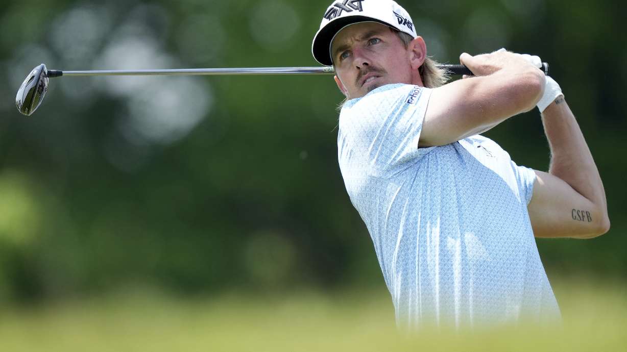Jake Knapp tees off on the fifth hole during the third round of the Canadian Open golf tournament in Caledon, Ontario, Saturday, June 7, 2025.