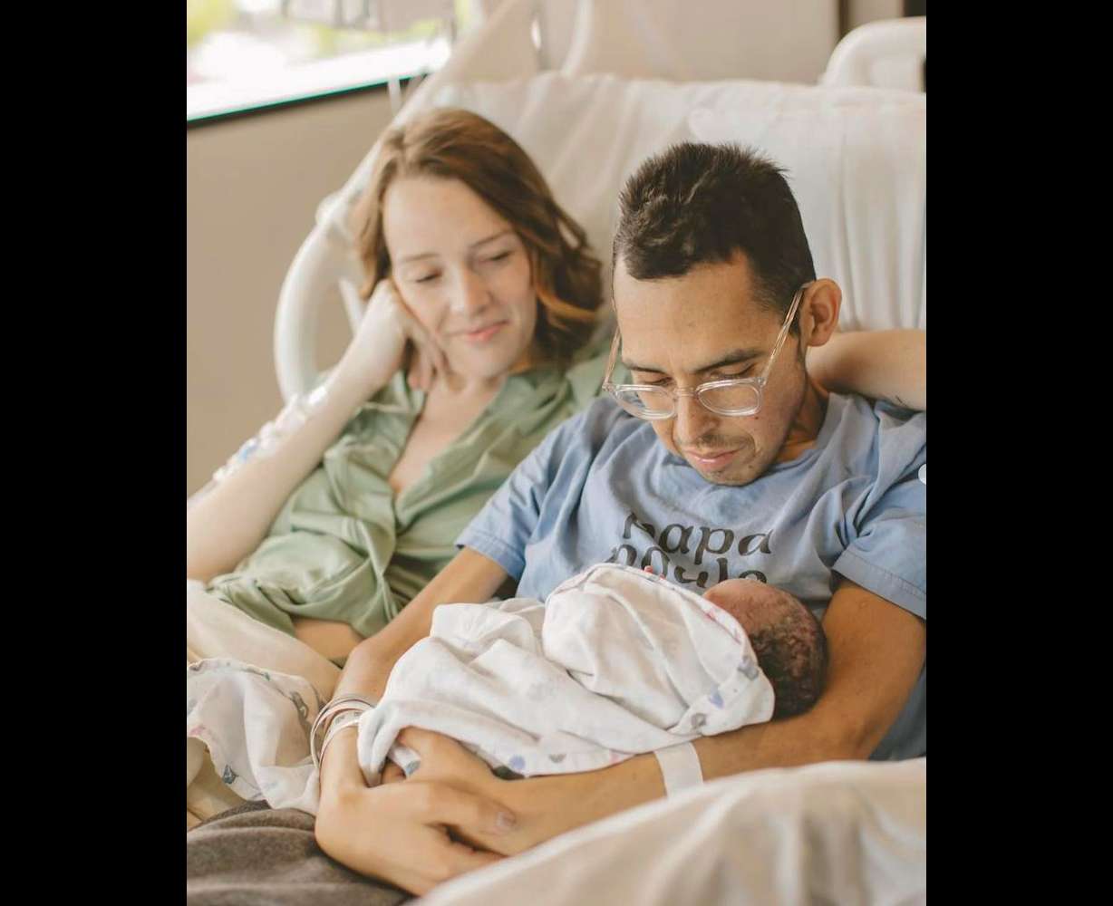 Shay and Tanner Martin, with their baby daughter, AmyLou, after her birth on May 15.