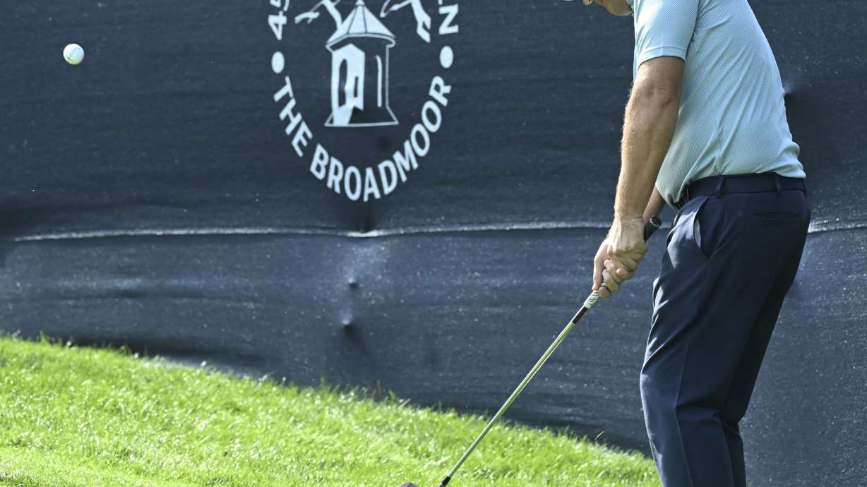 Padraig Harrington hits onto the green on the 10th hole on the first day at the U.S. Senior Open Championship at Broadmoor Golf Club in Colorado Springs, Colo., Thursday, June 26, 2025.
