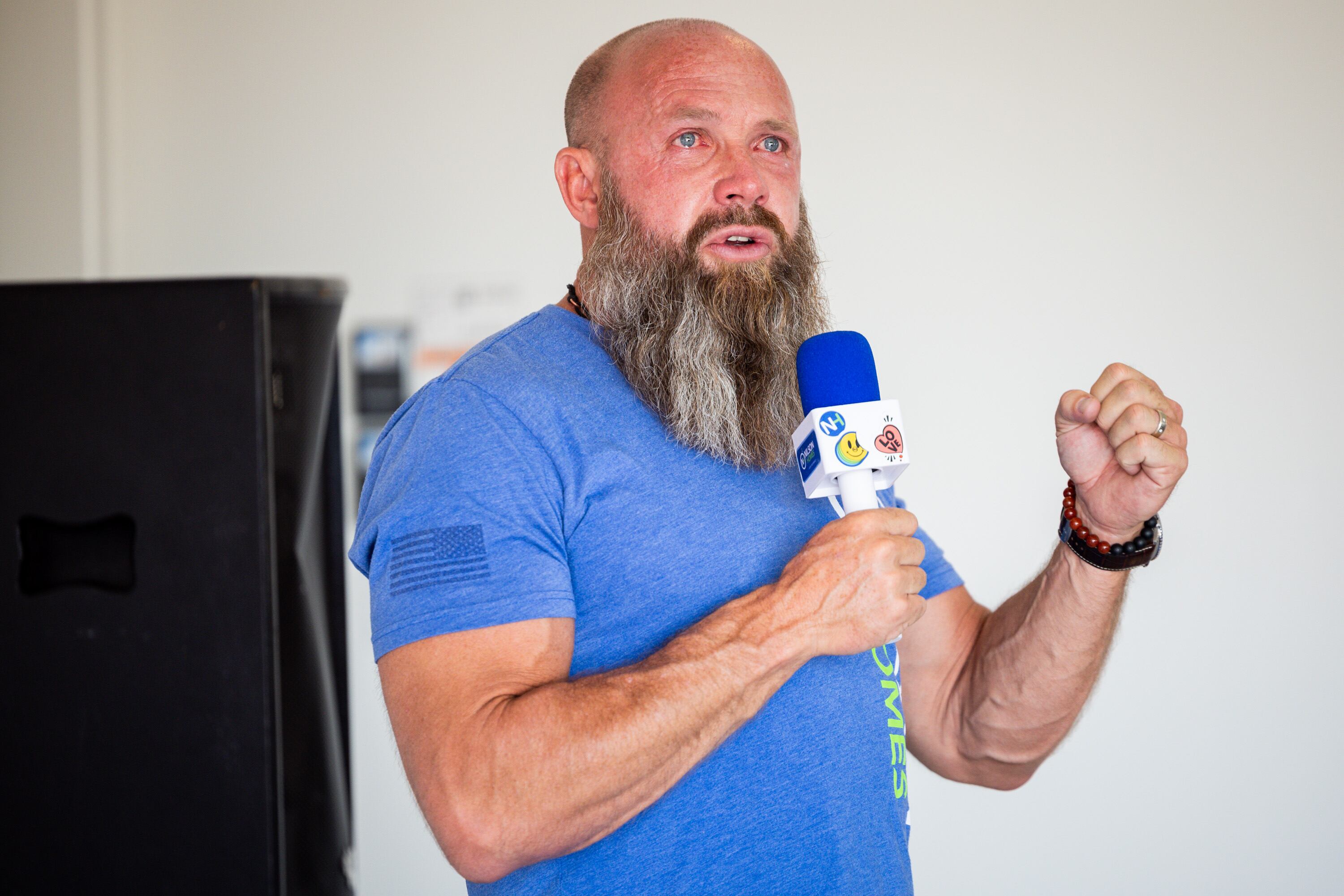 Nilson Homes owner and CEO Jed Nilson speaks at a ceremony to commemorate construction of a new home for former high school football coach Erik Thompson and his family in South Weber on Friday. Nilson said he kept coming back after he first met the Thompson family.
