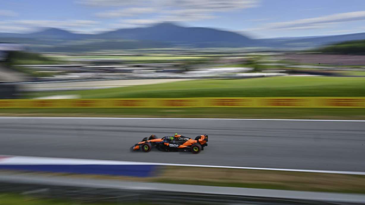 McLaren driver Lando Norris of Britain in action during the qualifying at the Red Bull Ring racetrack, ahead of the Austrian Formula One Grand Prix in Spielberg, Austria, Saturday, June 28, 2025.