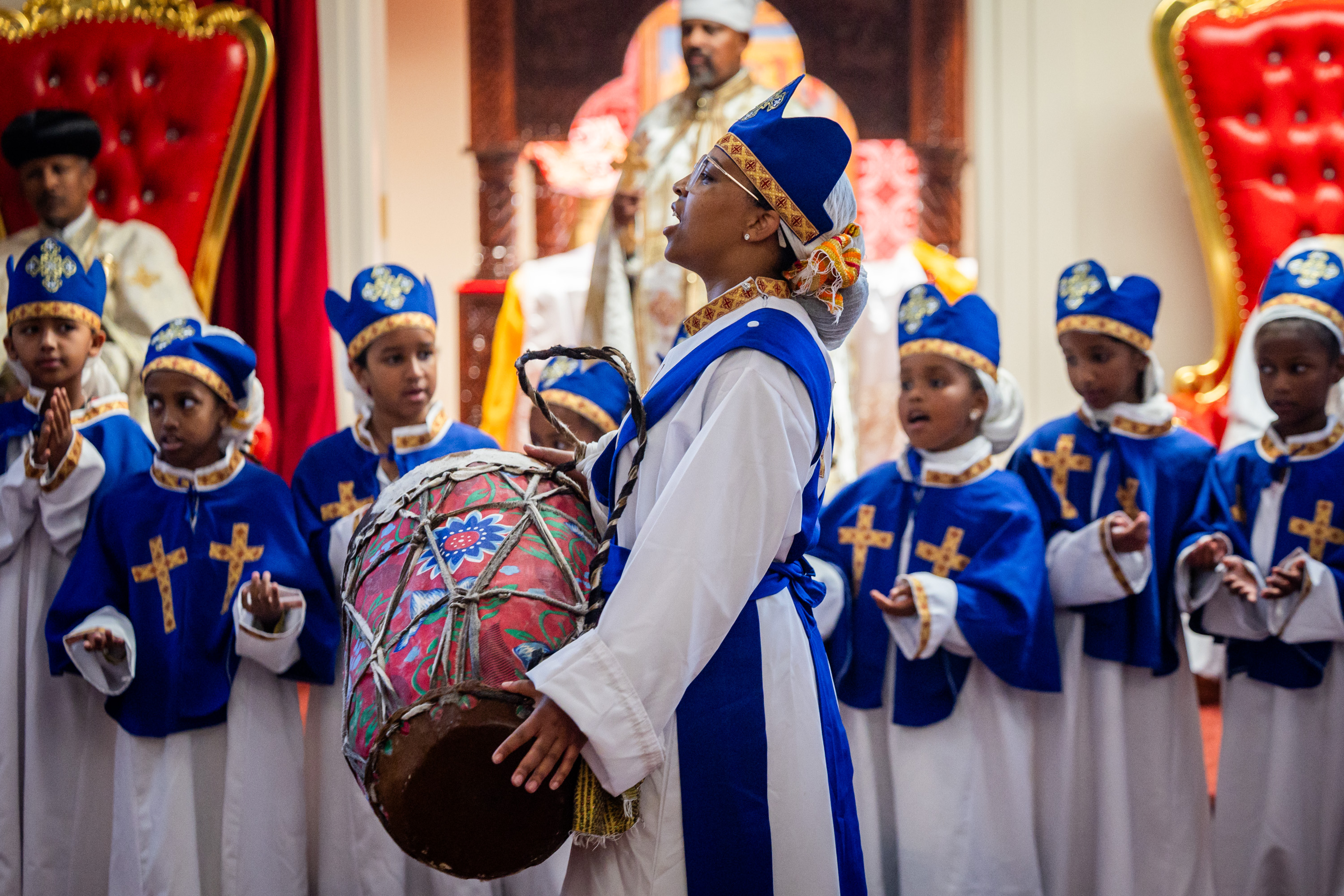 The choir performs during a celebration ceremony honoring the completion of the new St. Mary Ethiopian Orthodox Tewahedo Church in North Salt Lake on Saturday, June 28, 2025.