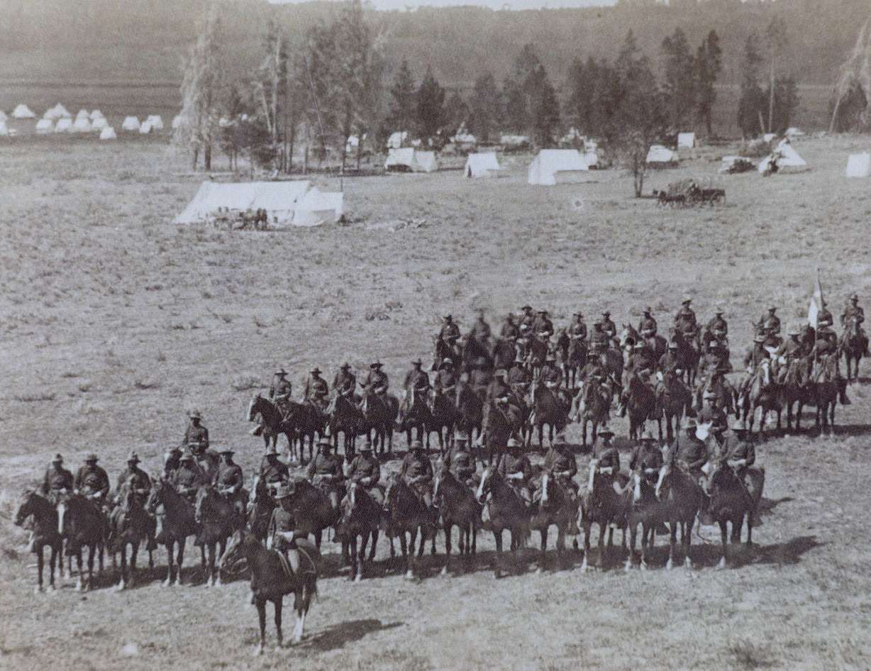 Military maneuvers in Camp Strawberry Valley, 1888.