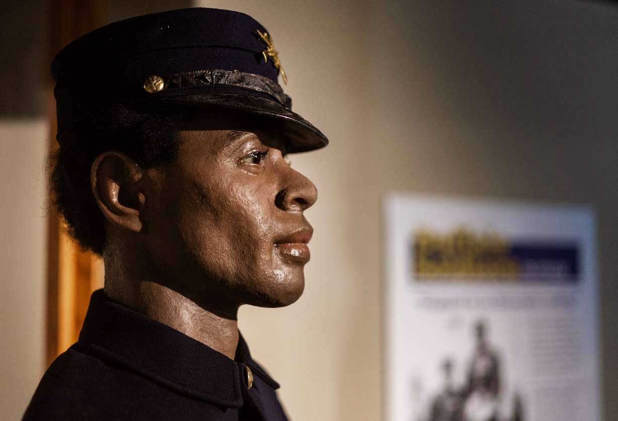 A Buffalo Soldier mannequin is pictured in the Fort Douglas Military Museum in Salt Lake City on June 12.