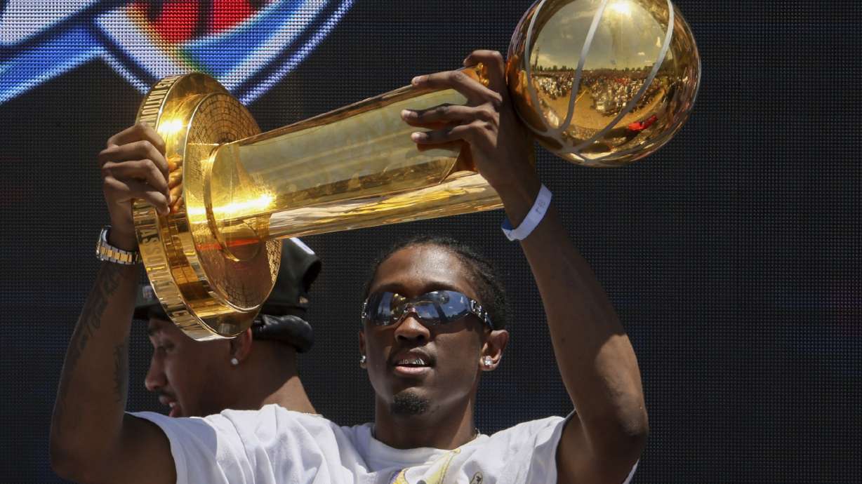 Oklahoma City Thunder forward Jalen Williams holds the Larry O'Brien trophy during a celebration of the Thunder's NBA basketball championship Tuesday, June 24, 2025, in Oklahoma City.