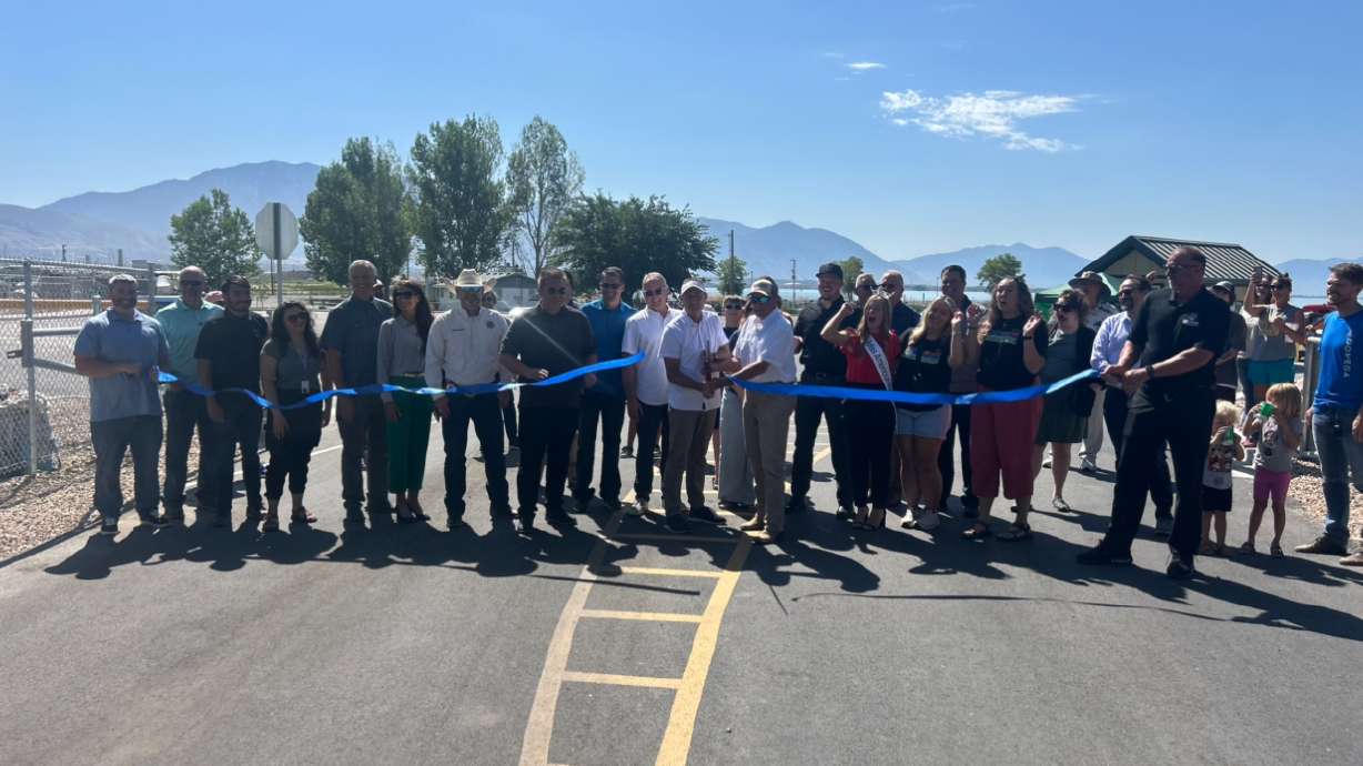 American Fork Mayor Brad Frost and the city leaders reopen the newly renovated American Fork Beach and Boat Harbor at Utah Lake on Monday.