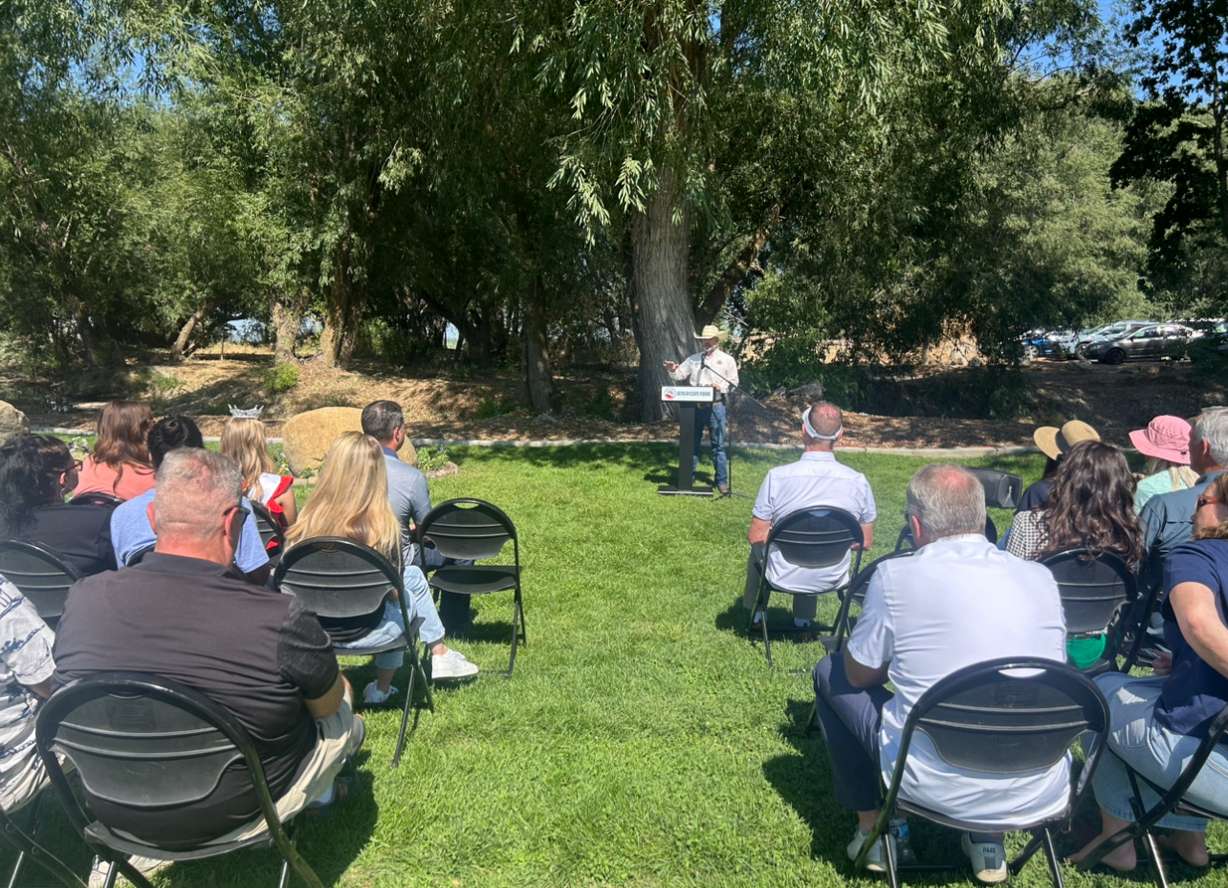 Utah County Sheriff Mike Smith encourages patrons of Utah Lake to wear life jackets, no matter whether they consider themselves good swimmers. Smith's remarks were given on Monday at the reopening of the newly renovated American Fork Beach and Boat Harbor at Utah Lake.