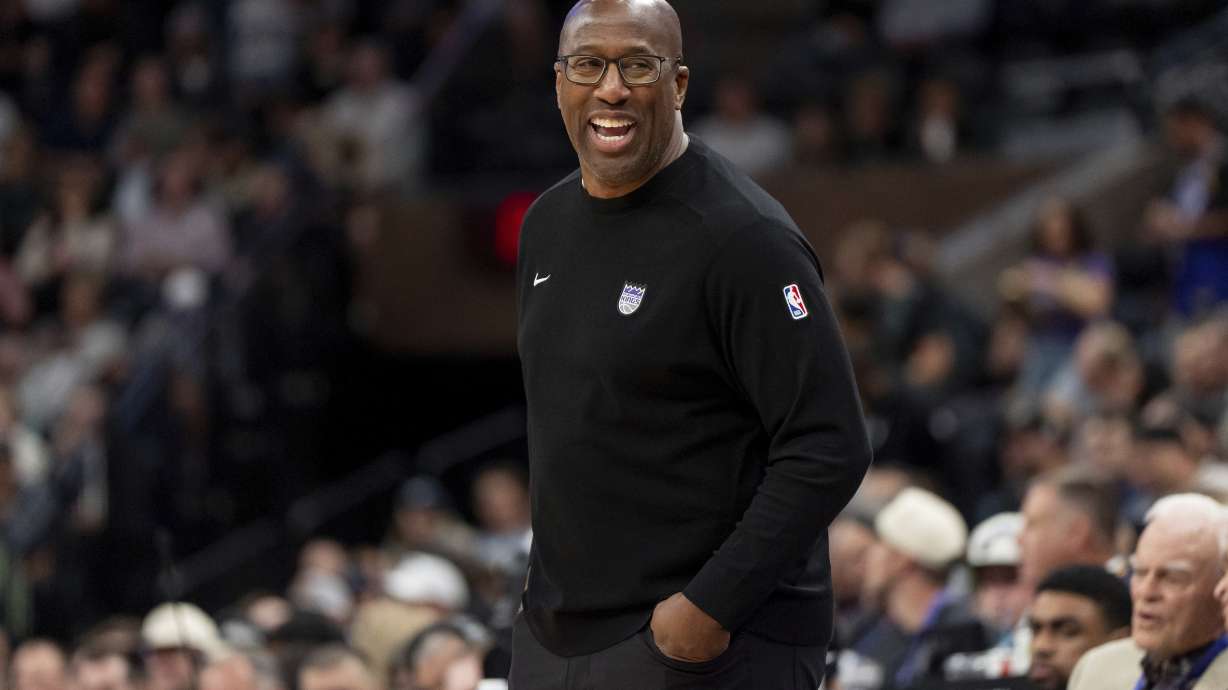FILE - Sacramento Kings head coach Mike Brown is pictured in the first half of an NBA preseason basketball game against the Utah Jazz, Oct. 15, 2024, in Salt Lake City.
