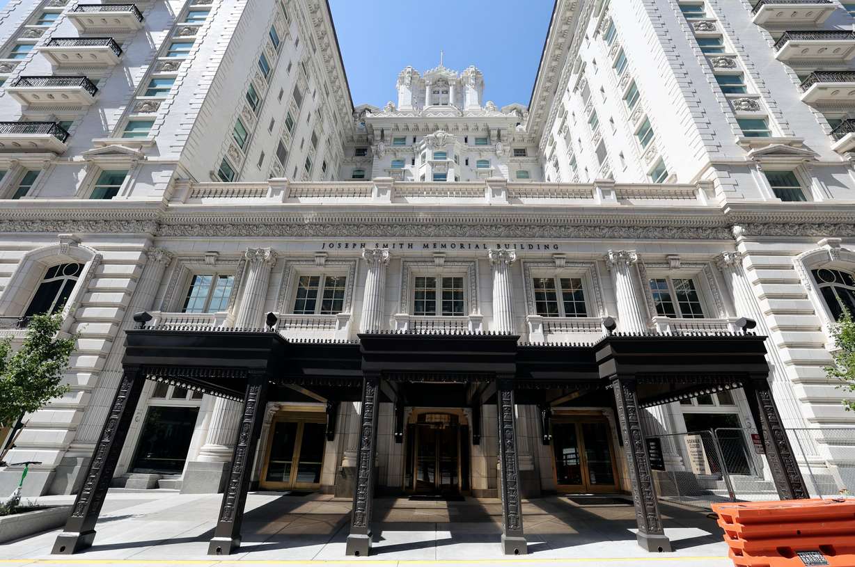 The Joseph Smith Memorial Building is pictured on the first day it is partially reopened after a two-and-a-half-year renovation in Salt Lake City on Monday.