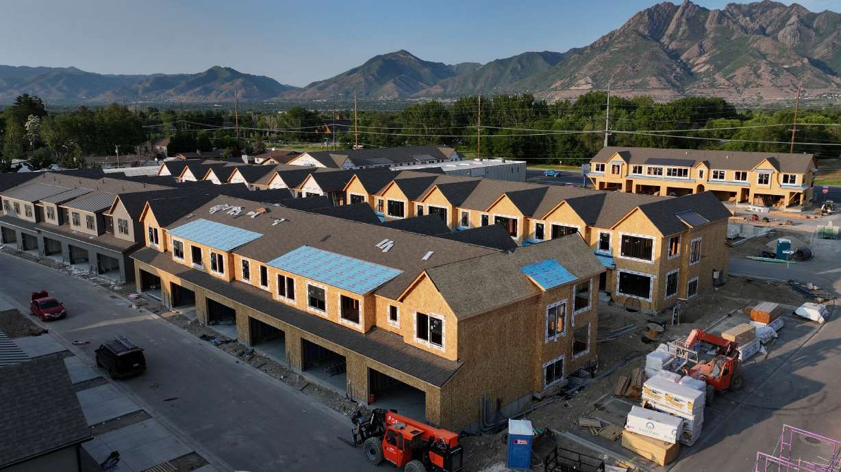 The Wheeler townhomes are pictured in Murray on June 2. Starter homes are continuing to get smaller, a new study shows.