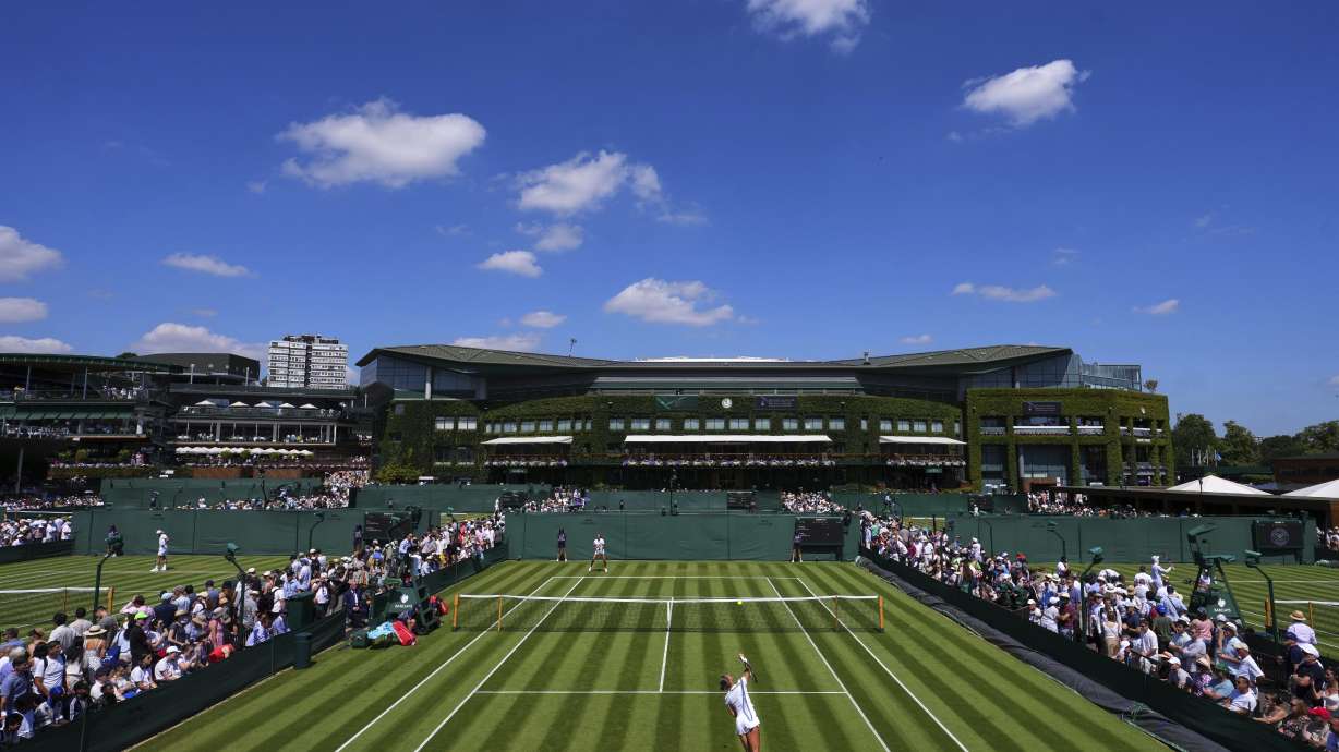 General view during the round women's single match between Diane Perry of France and Petra Martic of Croatia at the Wimbledon Tennis Championships in London, Monday, June 30, 2025.