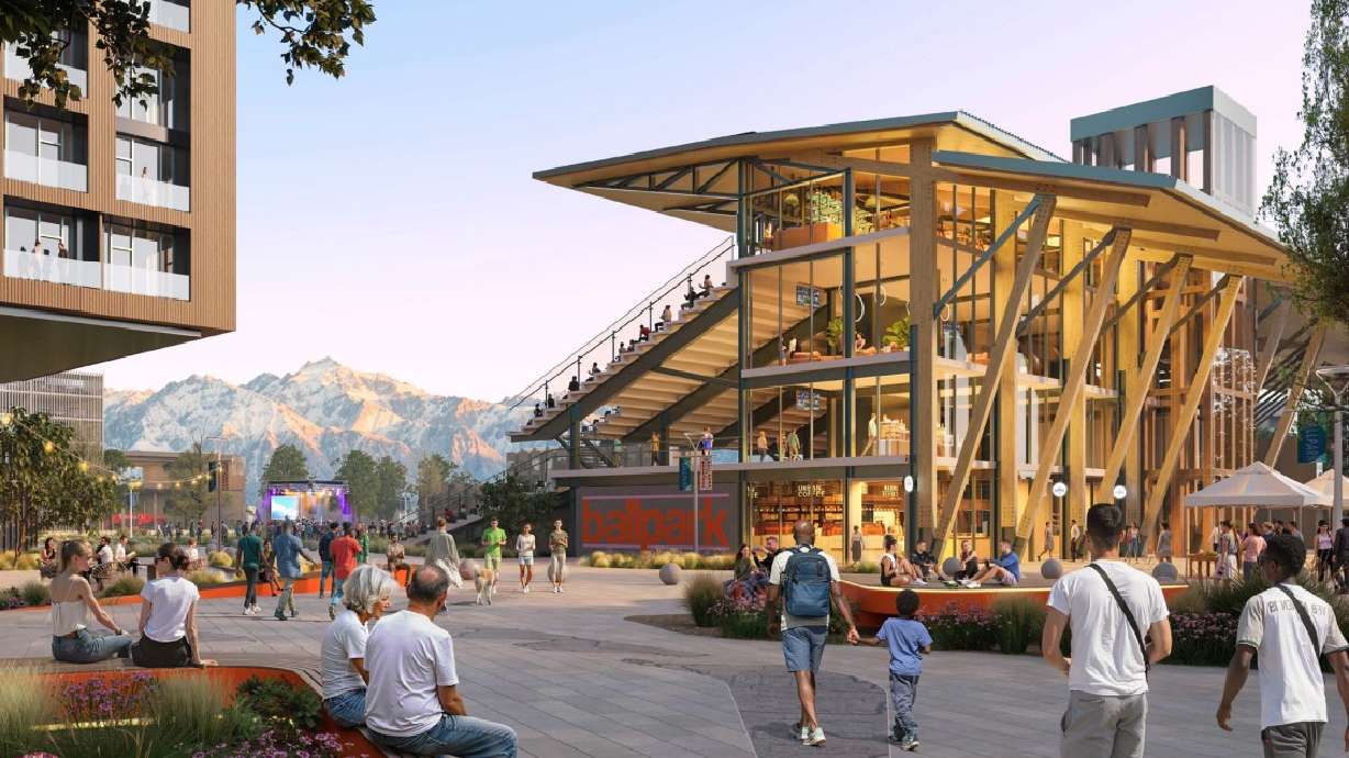 A rendering of what the future of the Smith's Ballpark site could look like, in the Ballpark Next Community Design Plan, released on July 1. Salt Lake City officials say they're eager to transform Smith's Ballpark into something new.