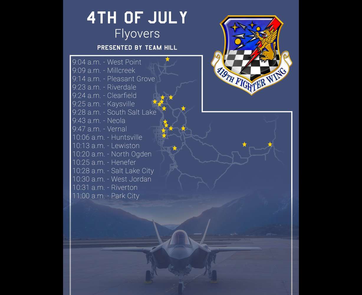 The schedule for the 419th Fighter Wing's annual flyover on Friday. The flyover has been a tradition for 37 years.