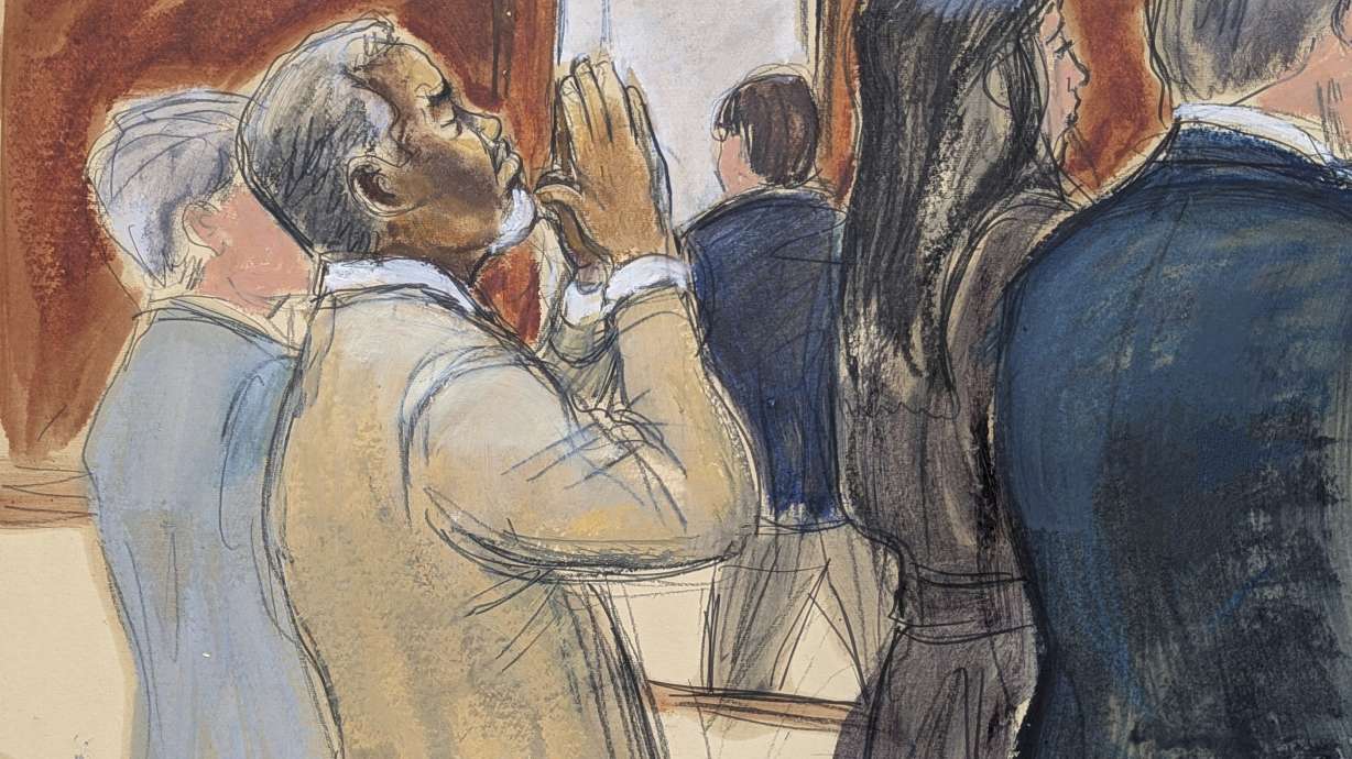 Sean "Diddy" Combs reacts after he was acquitted of sex trafficking and racketeering charges that could have put him behind bars for life, Wednesday, in Manhattan federal court in New York. Combs was denied bail despite the mixed verdict.