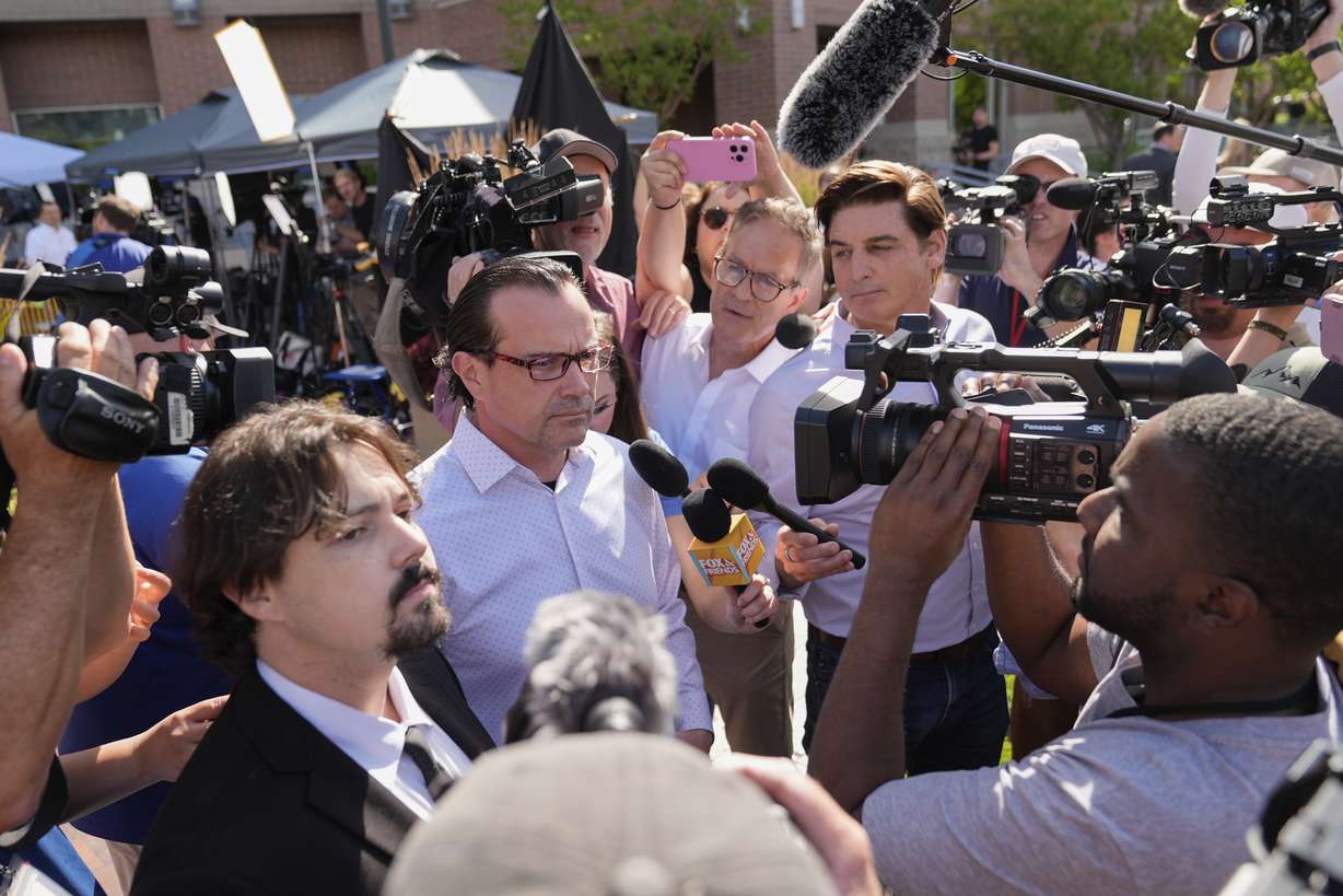 Father of Kaylee Goncalves, Steve Goncalves, speaks to members of the media outside the Ada County Courthouse before Bryan Kohberger's plea deal hearing on Wednesday, in Boise, Idaho.