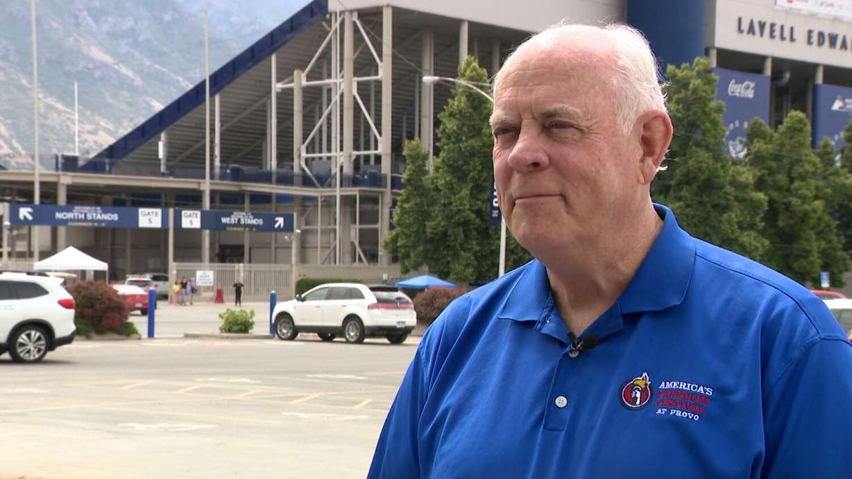 Jim Evans, executive director of America’s Freedom Festival at Provo, speaks with KSL-TV on Wednesday. Evans said a new vendor will perform the fireworks and drone show.