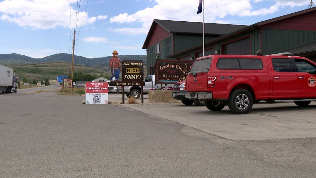 The fire station in Garden City near Bear Lake on Wednesday. The city announced Monday fireworks can only be used in certain areas at the Heritage Park.
