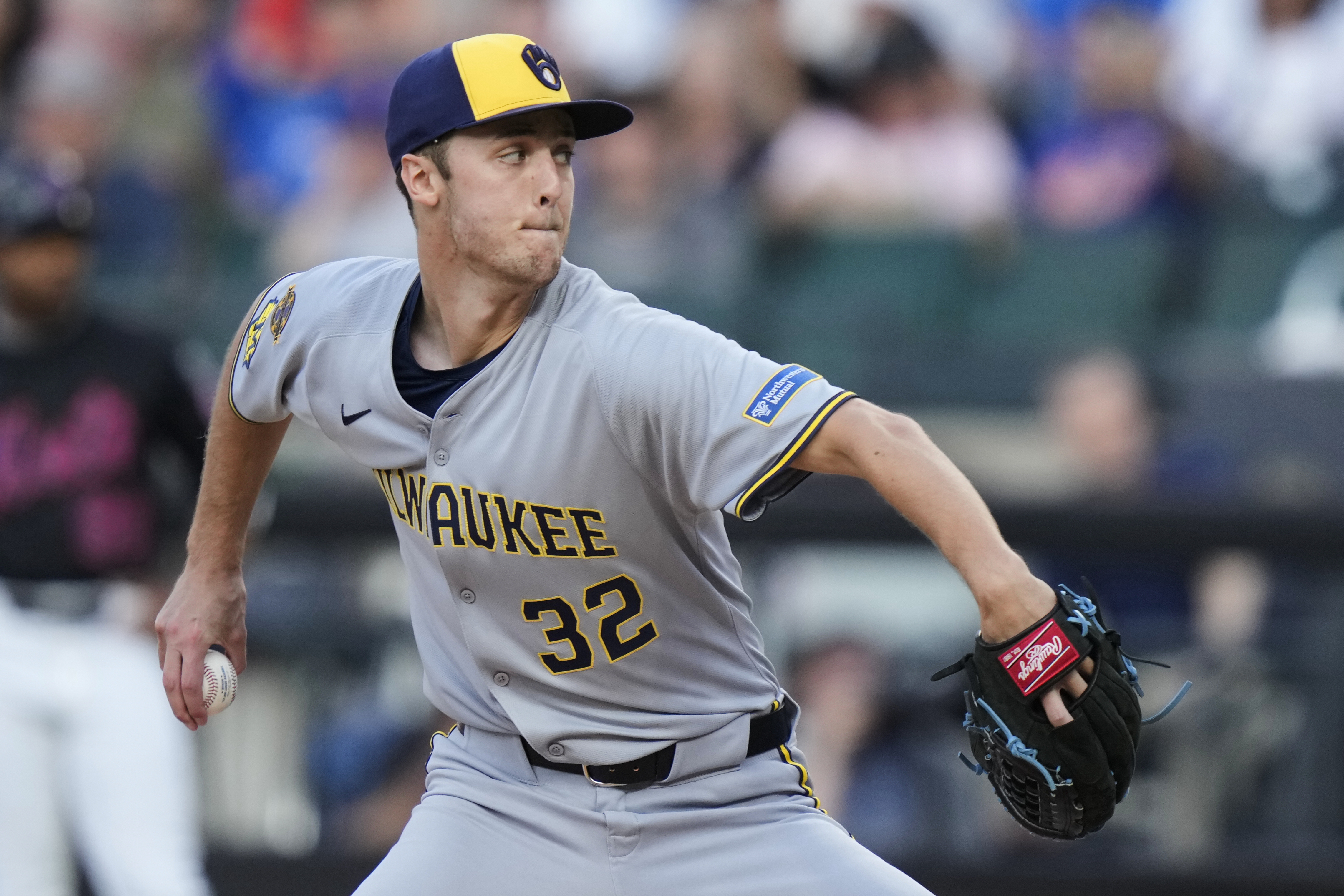 Milwaukee Brewers' Jacob Misiorowski pitches during the first inning in the second baseball game of a doubleheader against the New York Mets Wednesday, July 2, 2025, in New York. 