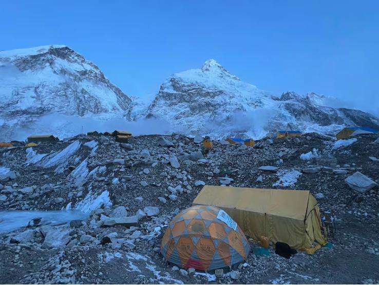 Everest Base Camp the day Renee DeHaan and Quincey Brabant arrived.