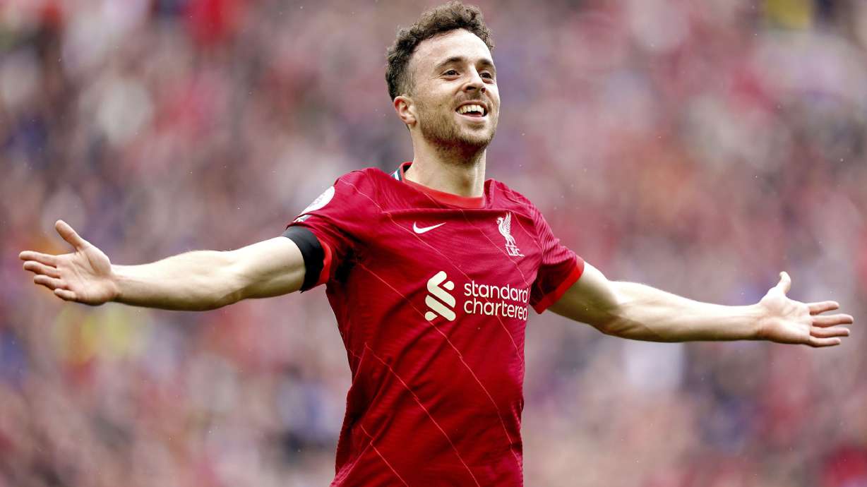 FILE - Liverpool's Diogo Jota in Liverpool, Aug. 21, 2021.