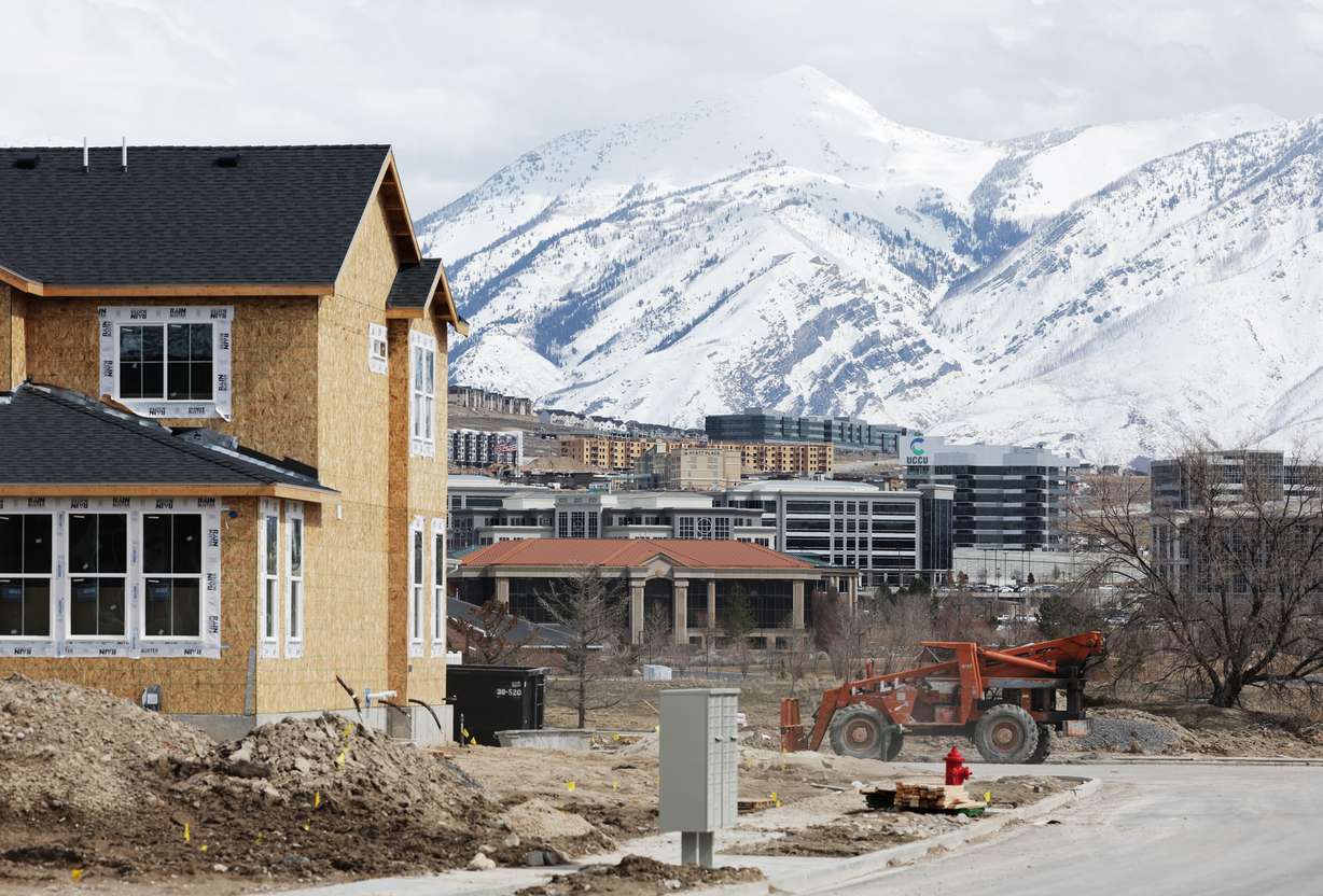 Houses under construction near Thanksgiving Point and Silicon Slopes in Lehi on March 14, 2023. Utah County remains the fastest-growing county in the state.