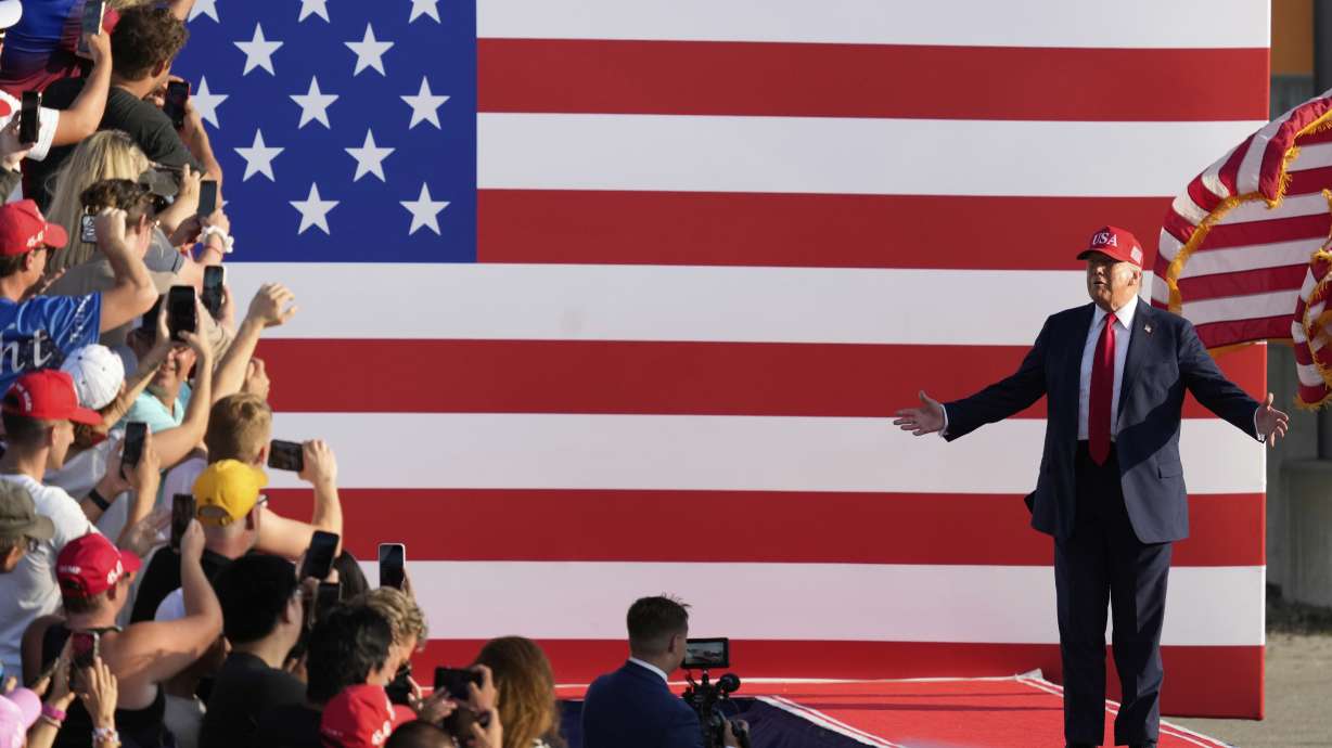 President Donald Trump arrives to speak at a rally at the Iowa State Fairgrounds, Thursday, July 3, 2025, in Des Moines, Iowa.