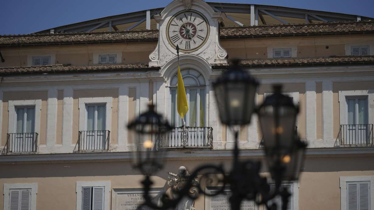 The Papal or Apostolic Palace, in the lakeside town of Castel Gandolfo, about 30 kilometers southeast of Rome, Wednesday. Pope Leo XIV will be staying at the palace for six weeks, starting this weekend.