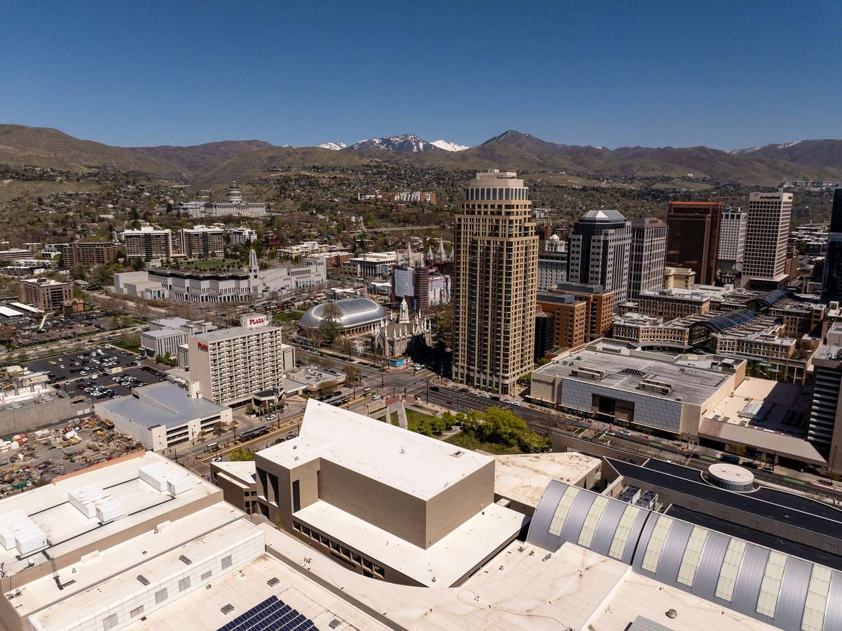 The skyline of downtown Salt Lake City is pictured on April 14. A new Deseret News poll found Utah voters are mixed on local versus national fiscal health.