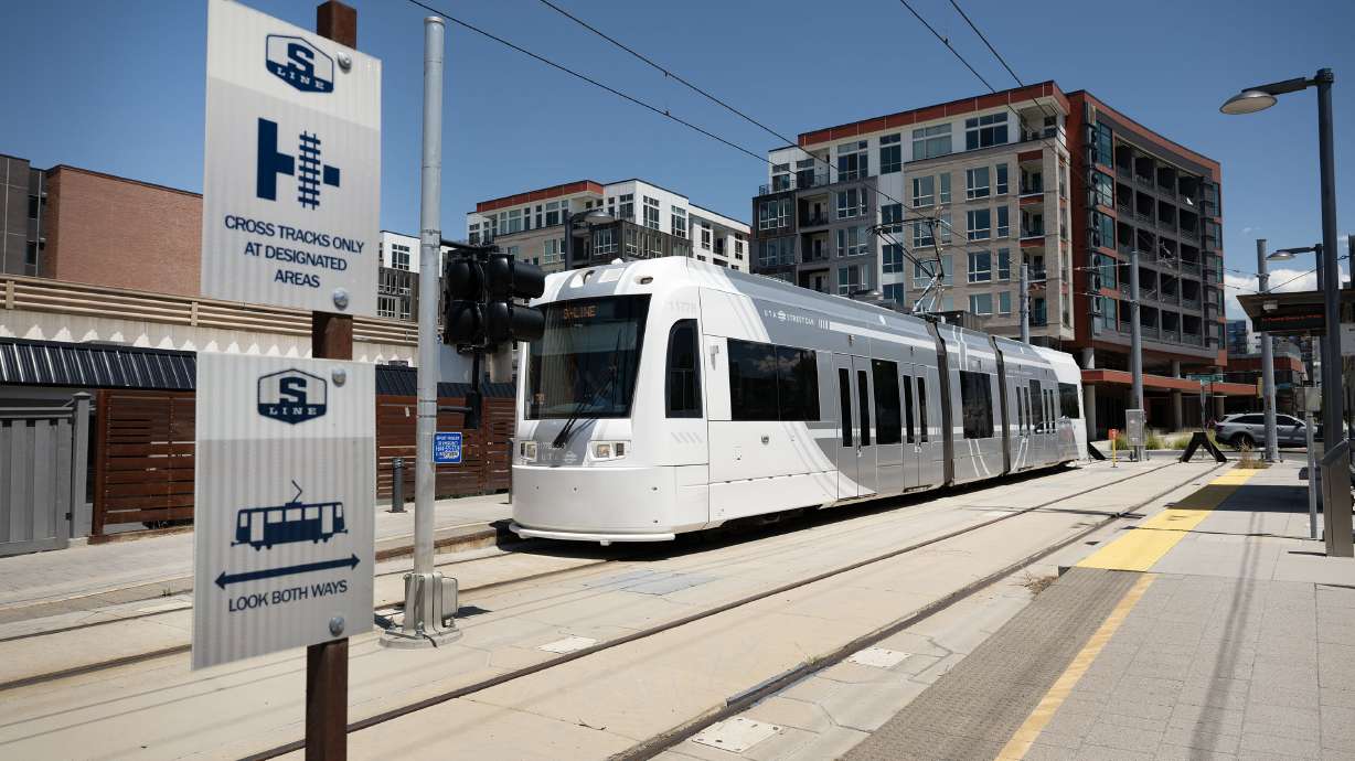 The S-Line in Sugar House on July 7, 2025. A project to extend the line toward the Sugar House Shopping Center is expected to begin in May, after Salt Lake City signed off on an agreement with Utah Transit Authority on Tuesday.