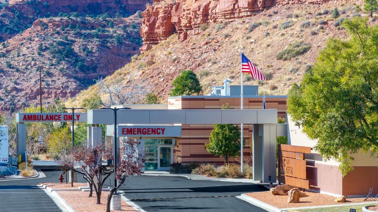 Arizona officials have granted Kane County Hospital emergency responders leeway to operate in the neighboring state, easing a tense situation, officials said Tuesday. The undated photo shows the Kanab hospital.
