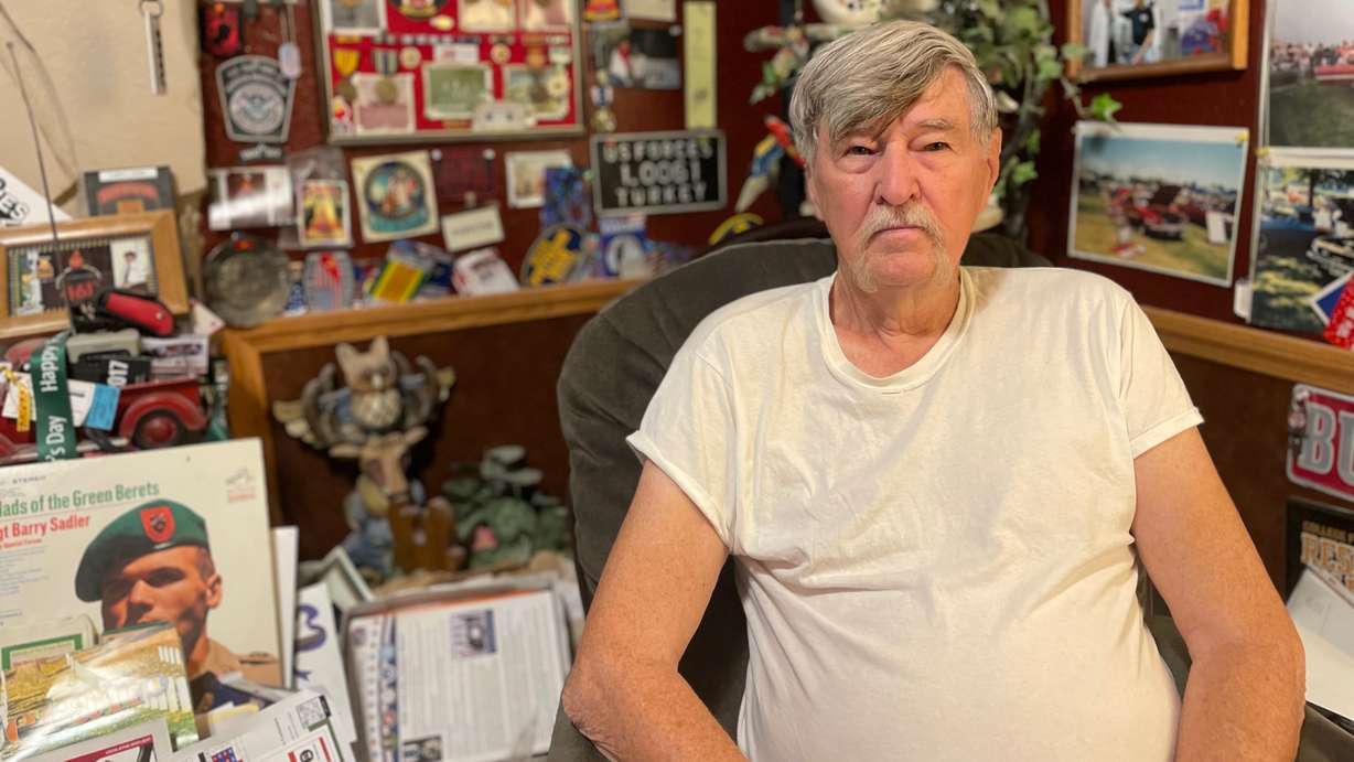 Larry Kerr, of Syracuse, pictured at his home on Tuesday, seeks installation in Utah of a memorial to victims of Agent Orange from the Vietnam War. He served in the war.