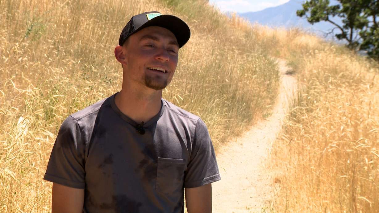 Kyle Burgess speaks with KSL-TV in Orem on Tuesday. He says he was jogging on part of the Bonneville Shoreline Trail on Sunday when he was told he needed a license to be there.