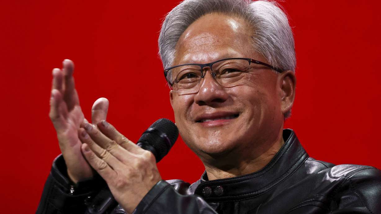 Nvidia CEO Jensen Huang attends a roundtable discussion at the VivaTech fair, dedicated to innovation and startups in Paris, on June 11.