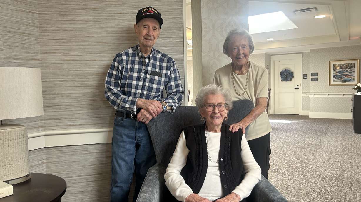 Edward “Ed” A. Tully, Esther Orr and Geraldine “Jerry” Pace (right) at Sunrise Senior Living in Millcreek share memories and life lessons from their more than 100 years of life.