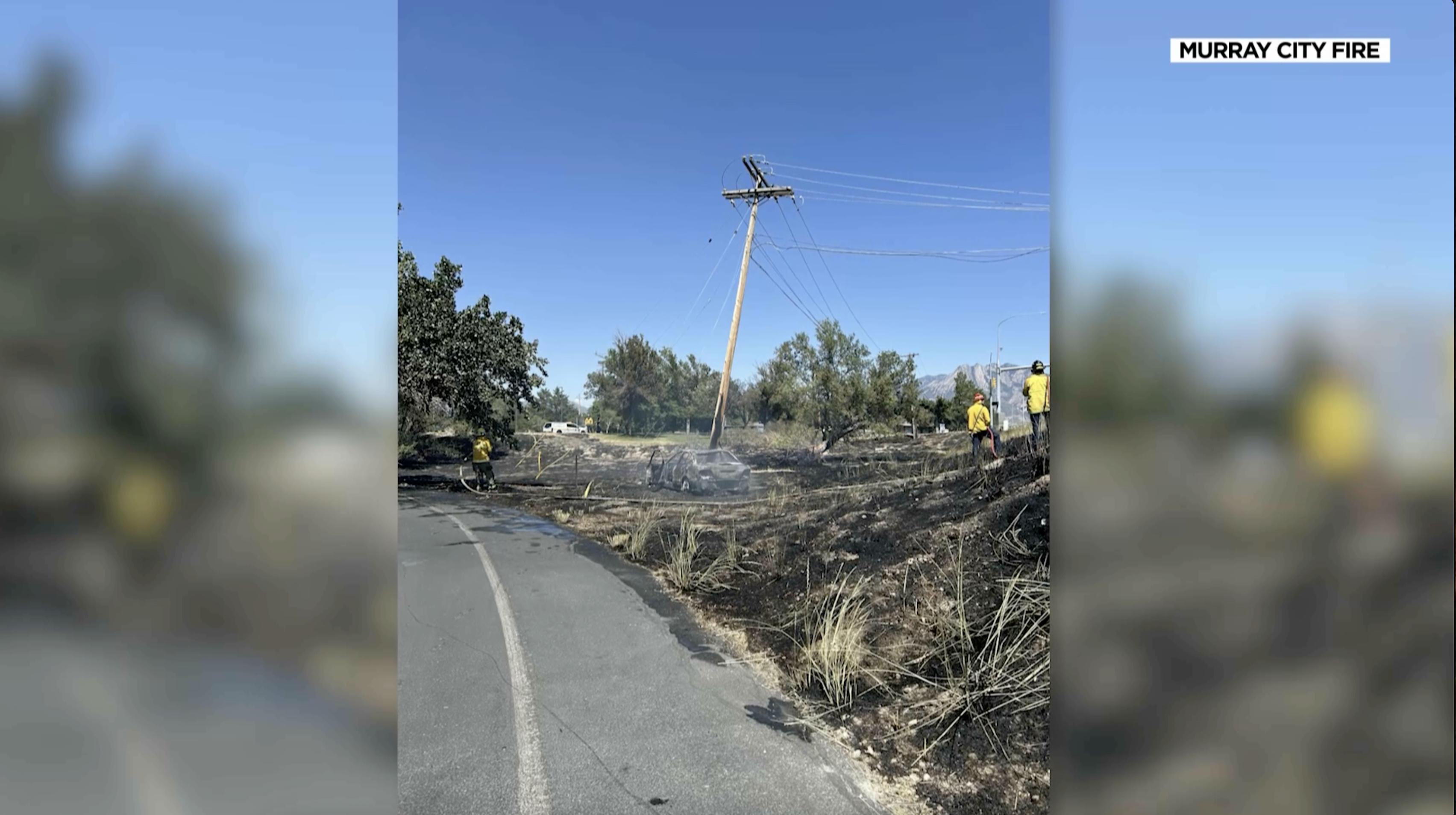 Driver survives fiery crash that sparks multiple brush fires in Murray