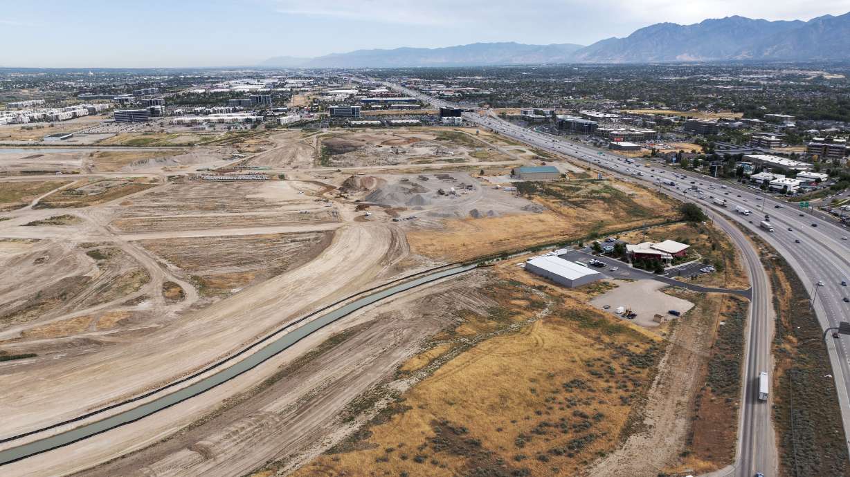 Work continues at The Point, the former site of the state prison, on June 23. A proposed transit plan for the area prompted Lehi Mayor Mark Johnson to speak out across social media on Tuesday.