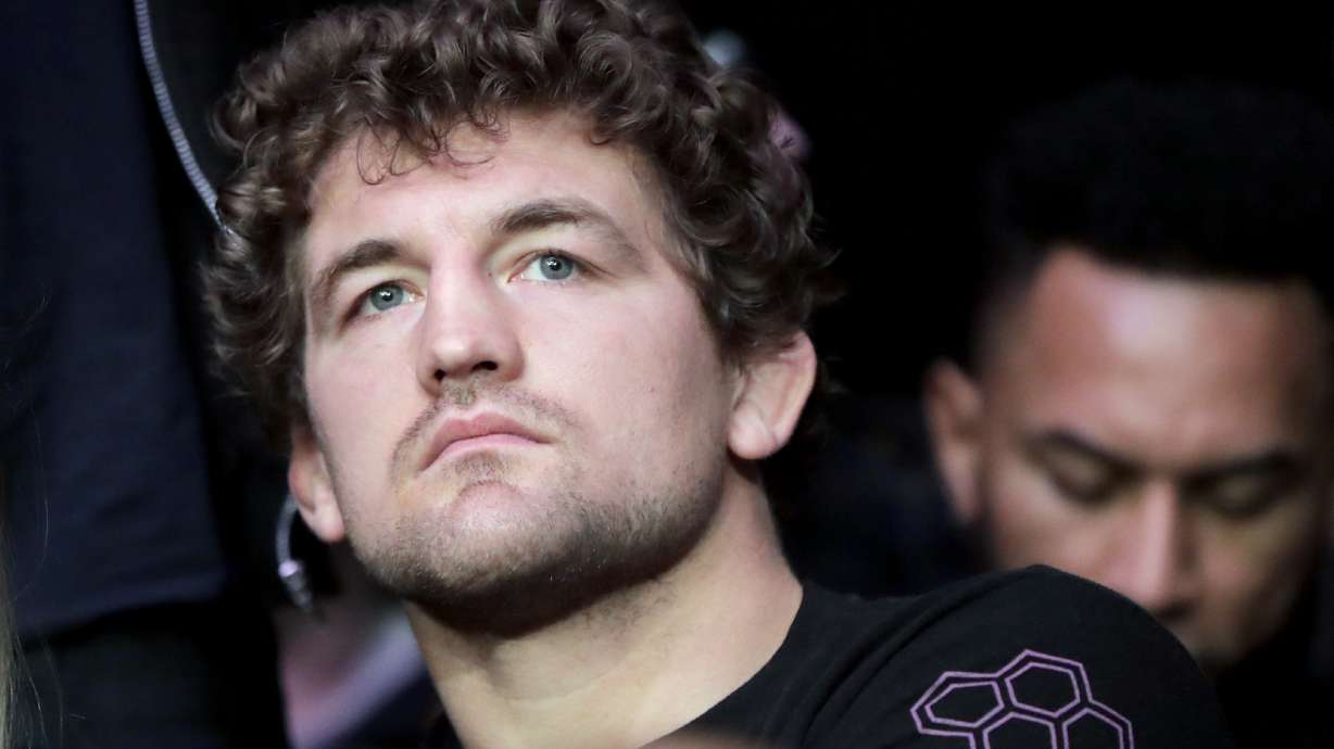 FILE - UFC fighter Ben Askren waits for the start of a middleweight mixed martial arts bout between David Branch and Jared Cannonier at UFC 230, in New York, Nov. 3, 2018.
