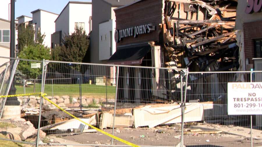 The aftermath of the explosion at the Domino's Pizza in Herriman, Wednesday. City officials are urging residents statewide to sign up for emergency alerts.