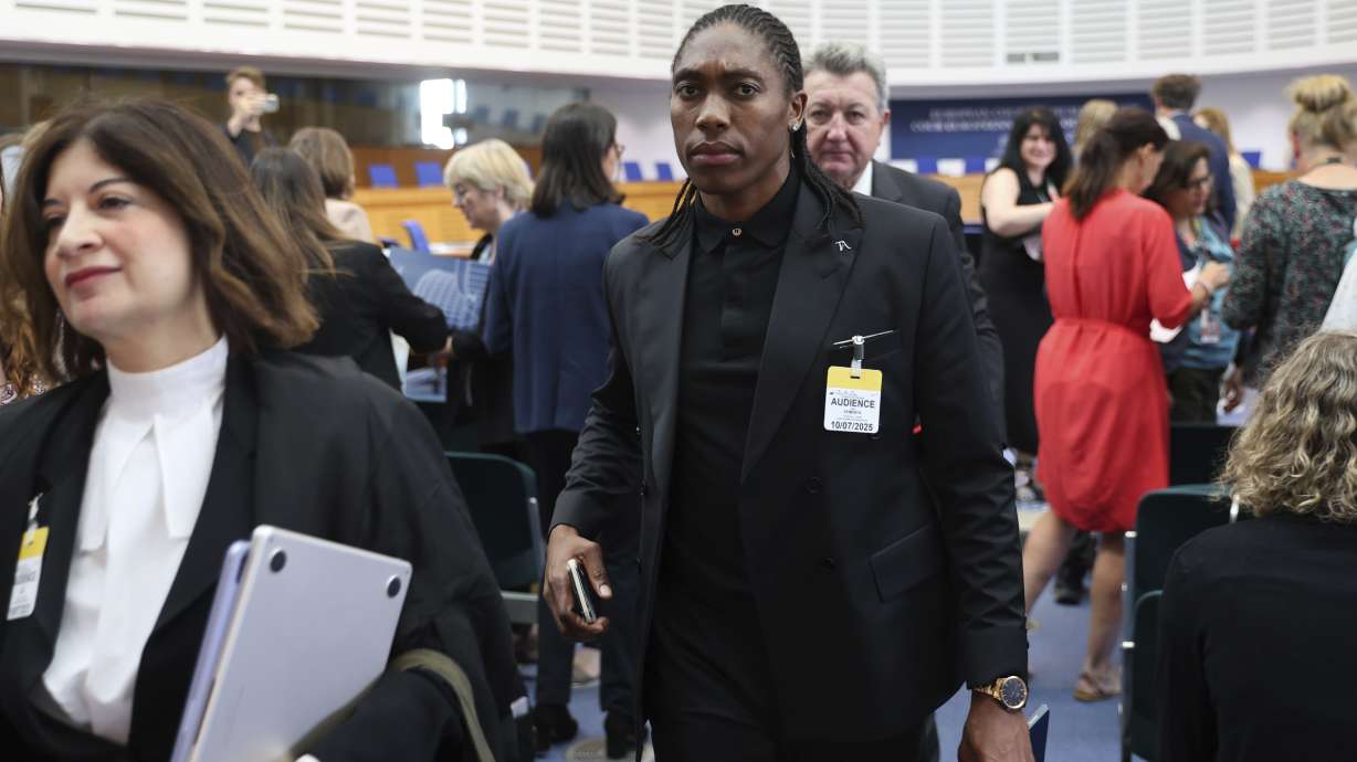 South Africa's Caster Semenya leaves in the European Court of Human Rights Thursday, July 10, 2025 in Strasbourg, eastern France.
