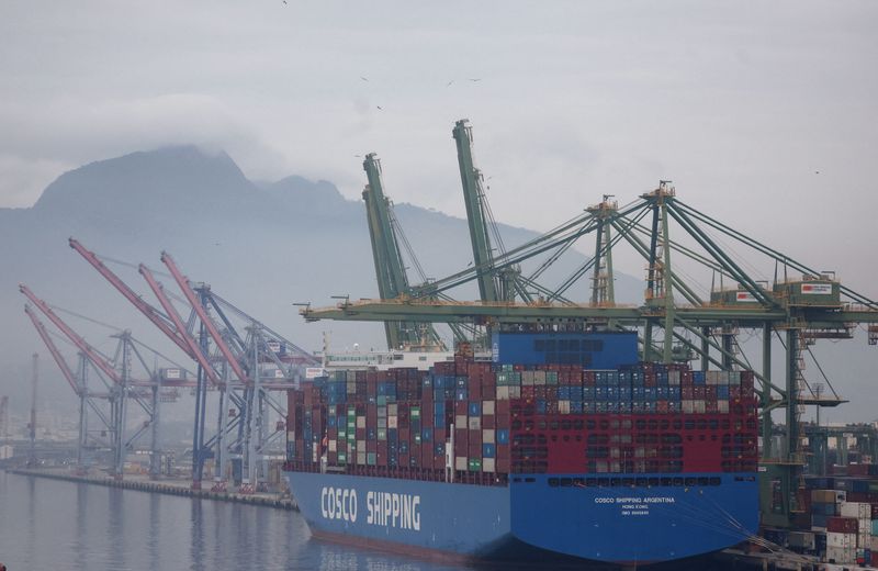 A cargo ship is seen at Rio de Janeiro's port on Thursday.