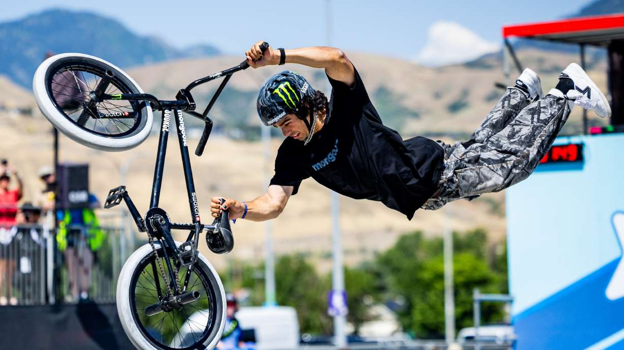 Kevin Peraza competes in the Sonic BMX Dave Mirra Park Best Trick at the X Games Salt Lake City 2025 at the Utah State Fairpark on June 29. The event scored big television and streaming ratings.