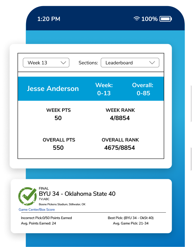 Pickem Mobile View