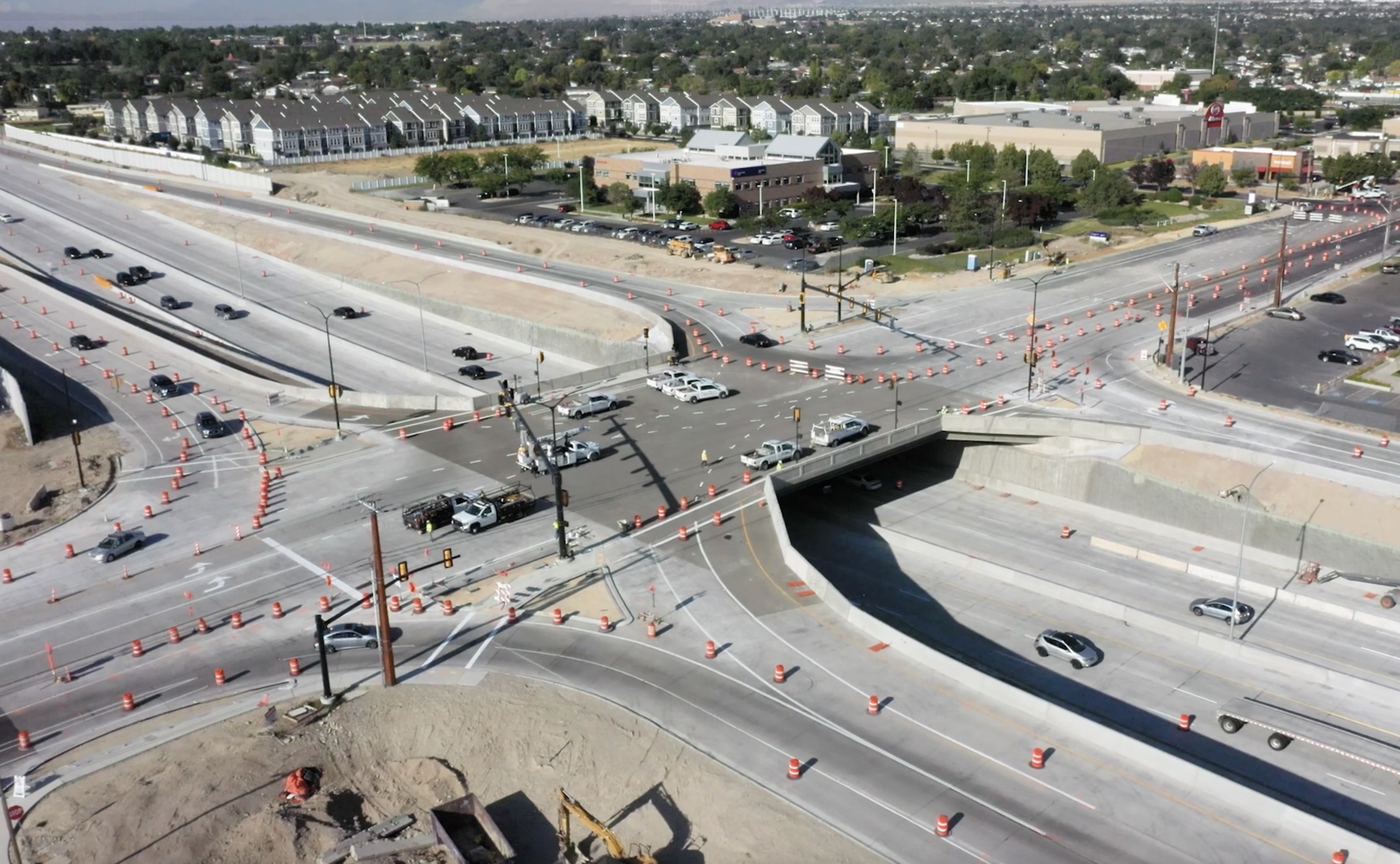 Crews wrap up construction of a new freeway-style interchange at 4700 South and Bangerter Highway. East-west traffic along 4700 South will reopen on Friday, a year after the project began.