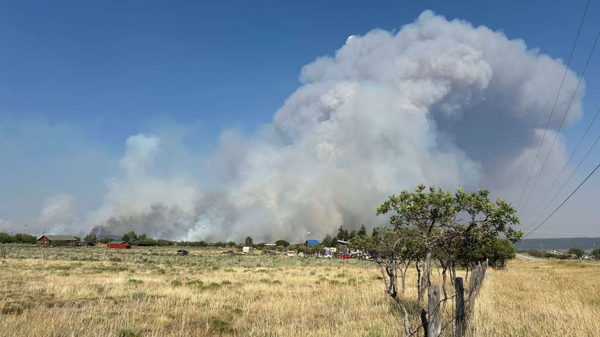 A wildfire burns along Deer Creek Road just east of La Sal, San Juan County, on Thursday. Residents of La Sal were ordered to evacuate Thursday afternoon.
