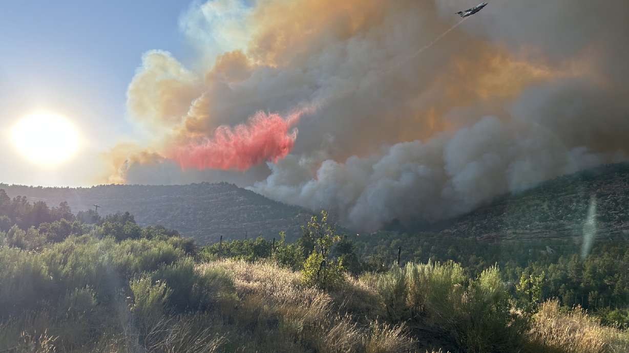 Crews battle the Deer Creek Fire burning near La Sal, San Juan County. Utah Gov. Spencer Cox issued a state of emergency on Thursday in response to "escalating wildfires" across the state.