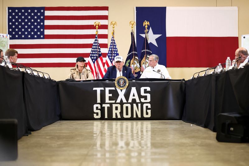 Trump visits Texas flood zone, defends government's disaster response
