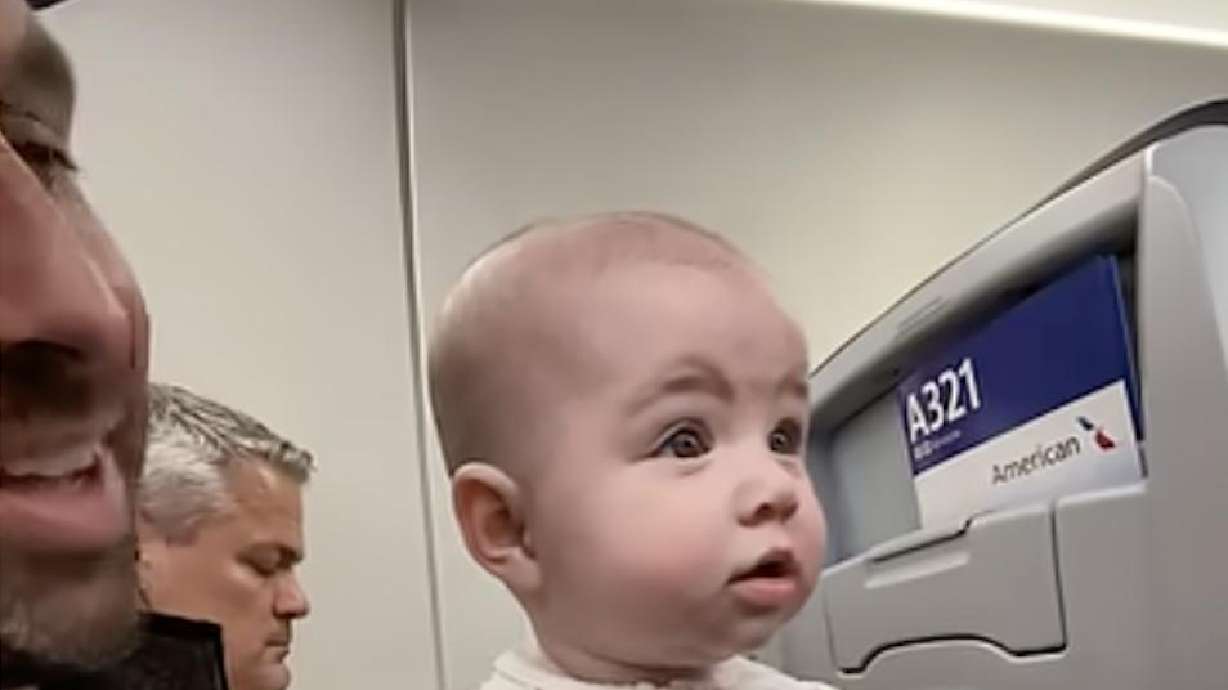 We've all seen our share of pre-flight demonstrations. But for this baby, it's the most amazing thing ever.